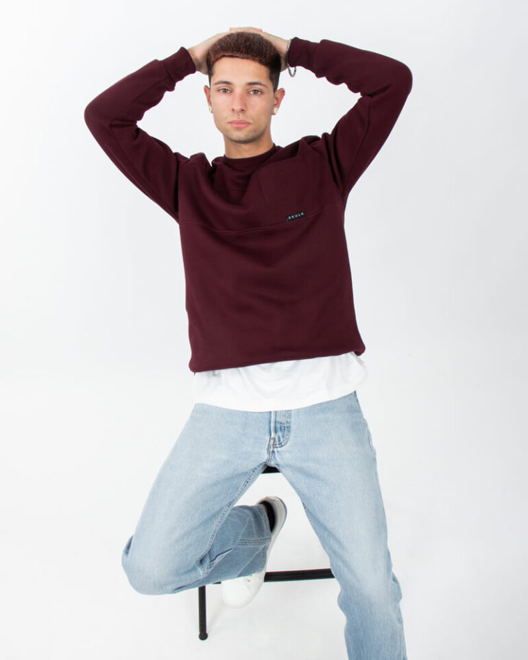 Sweatshirt City in Burgundy - man with streetwear clothing